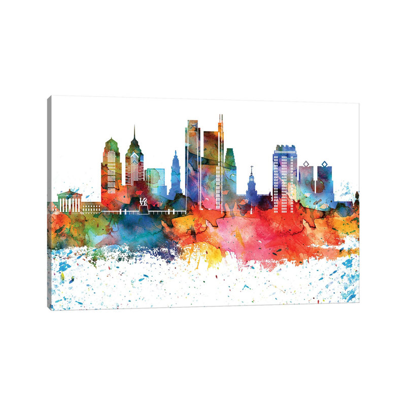 Philadelphia Skyline - Wrapped Canvas Painting, 101.6 cm H x 66.04 cm W x 3.175 cm D