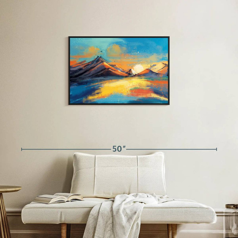 Coucher de soleil, paysage de Quenby, Cadre flottant noir, 31 po x 21 po