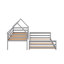 Lit superposé simple au dessus d'une maison double avec toit et échelle intégrée, structure de lit superposé au sol en bois massif
