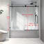 Compartiment de douche noir mat 6063 -, poulies en acier inoxydable 304 de 70 mm, porte de baignoire Nano Easy Clean avec nettoyage, fermeture en douceur