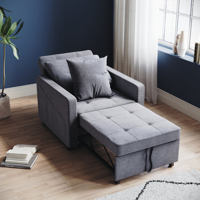 Niama Upholstered Accent Chairs Bed, Grey Fireproof Sponge