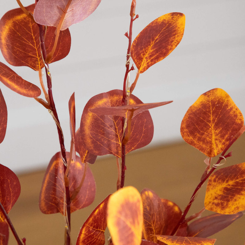 3 pi. Arbre d'automne artificiel pré-éclairé avec 80 lumières DEL blanc chaud