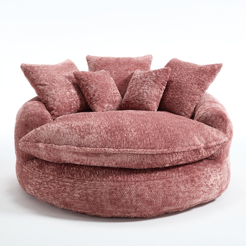 55" Durable Oversized Bean Bag Sofa, Pink Polyester