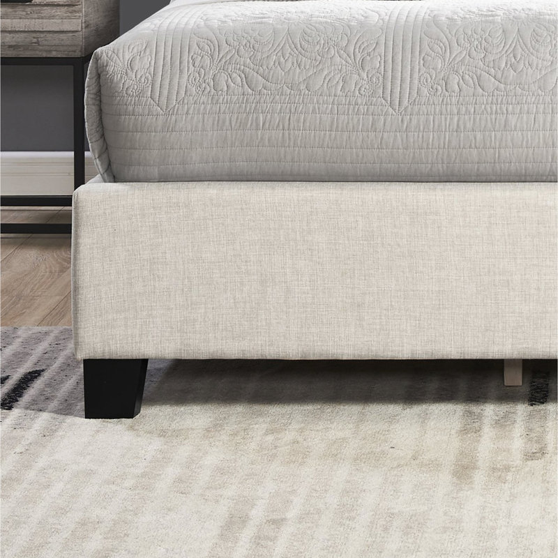 Grand lit capitonné moelleux en beige - Lit douillet en tissu Haven