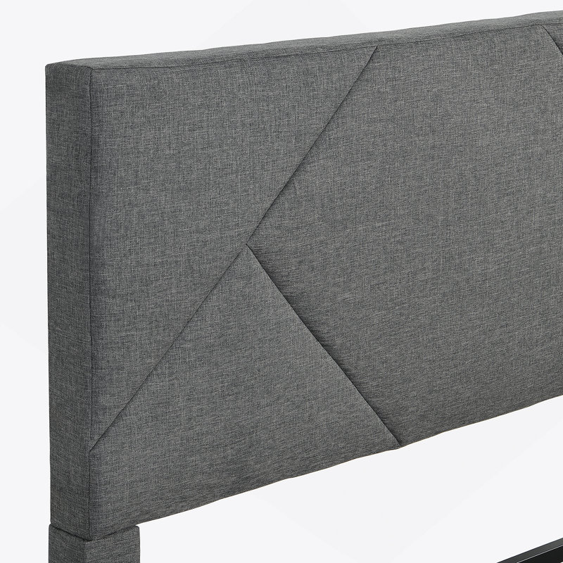 Structure de lit plateforme tapissier avec tête de lit et support en lattes de bois robuste, offrant confort et style pour la mise à niveau de la chambre à coucher