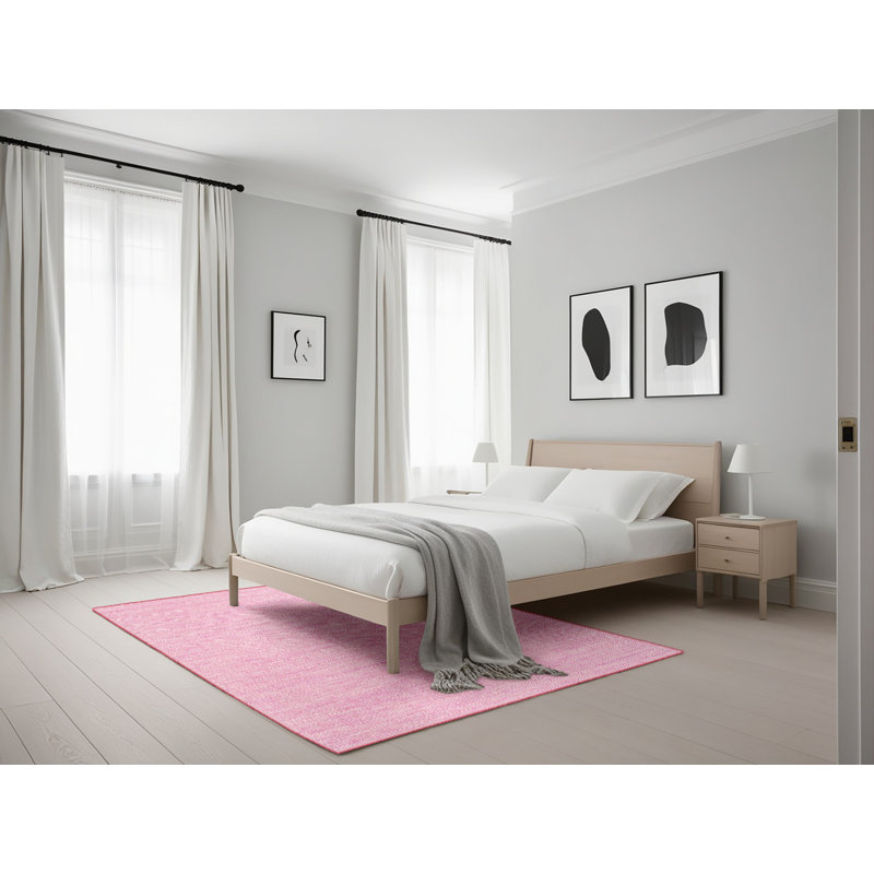 Tapis de zone rose contemporaine, Rectangle 5 pi x 7 pi
