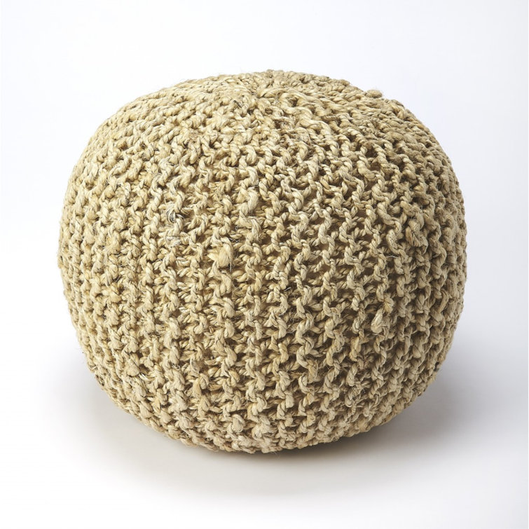 Cool Woven Jute Pouf Ottoman Natural