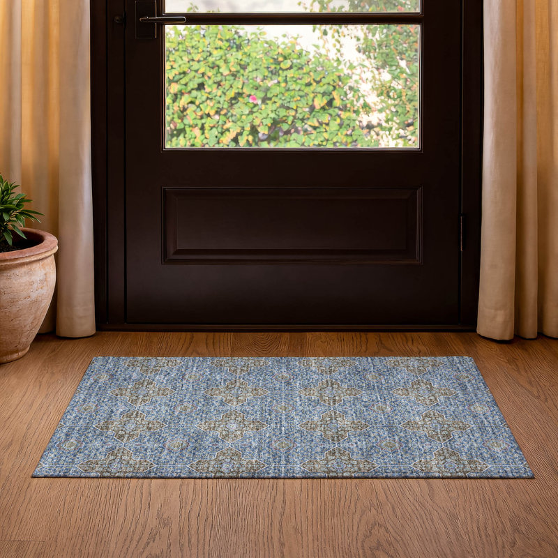 Premium Machine Washable Mayfield AMF2410 Oriental Rug, Navy, 2'6" x 3'10"
