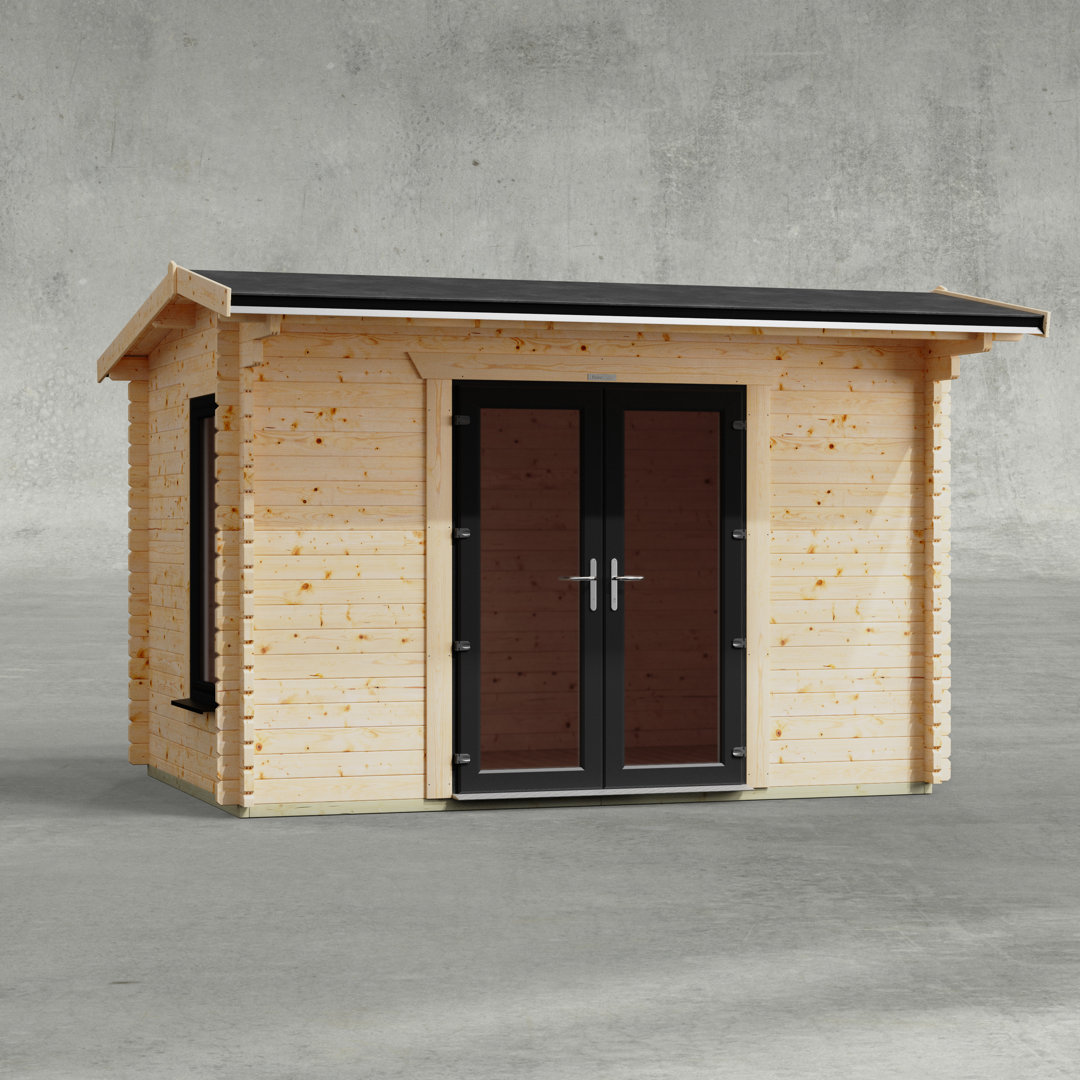 Powersheds 12 x 8ft Apex Log Cabin, Doors Central - 44mm