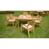 8 Seats 9 Pcs Grade-A Teak Wood Dining Set: 94" Double Extension Rectangle Table And 8 Vellore Stacking Arm Chairs #01Vlk