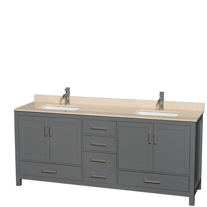 Sheffield 79" Double Bathroom Vanity Base Only, Dark Gray