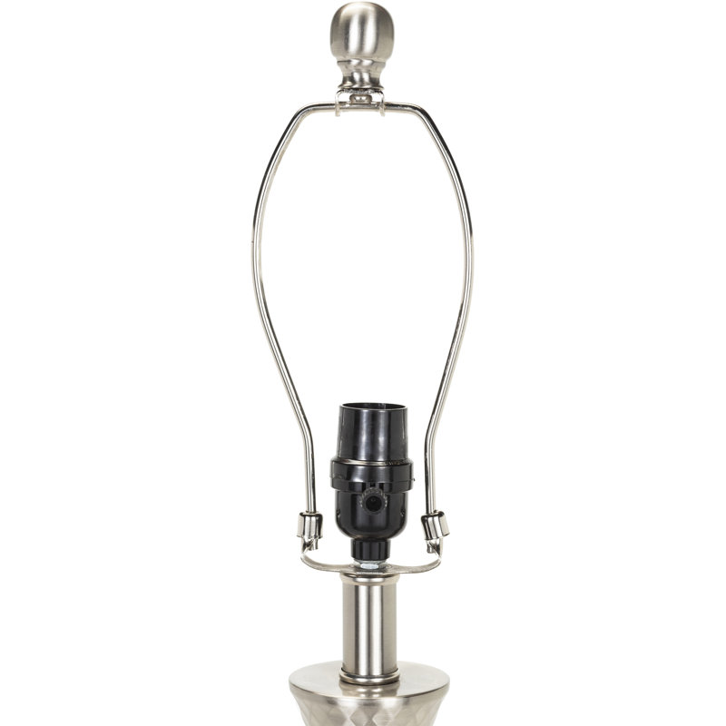 Aegina Metallic Nickel Table Lamp Set with Linen Shades