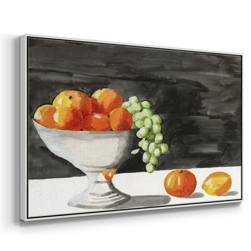 Aquarelle, bol à fruits II - impression, H 27 po x l 41 po x P 2 po, Toile encadrée flottée blanche