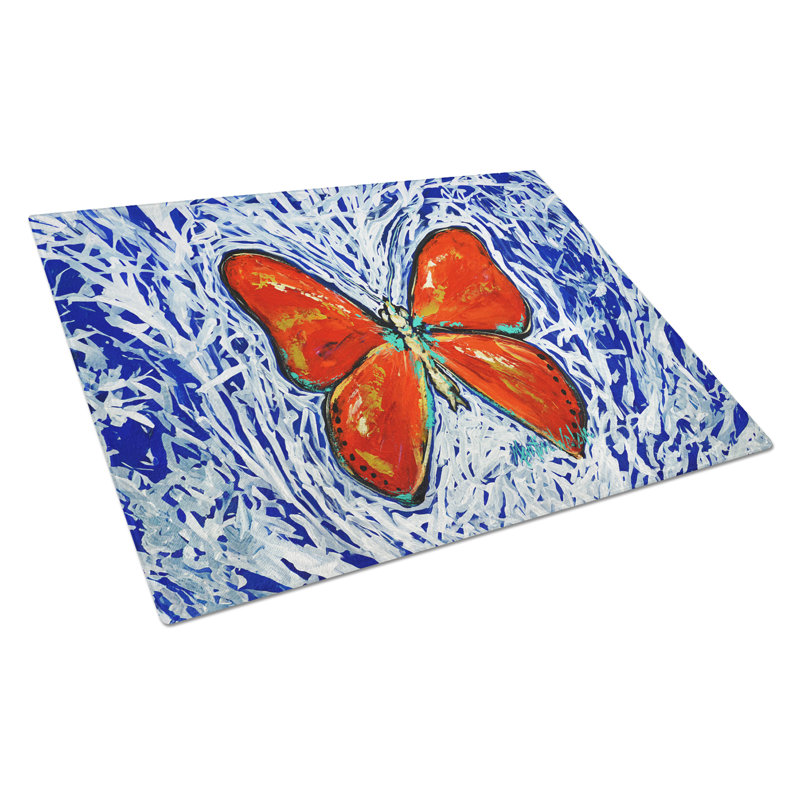Red Glider Butterfly Glass Cutting Board