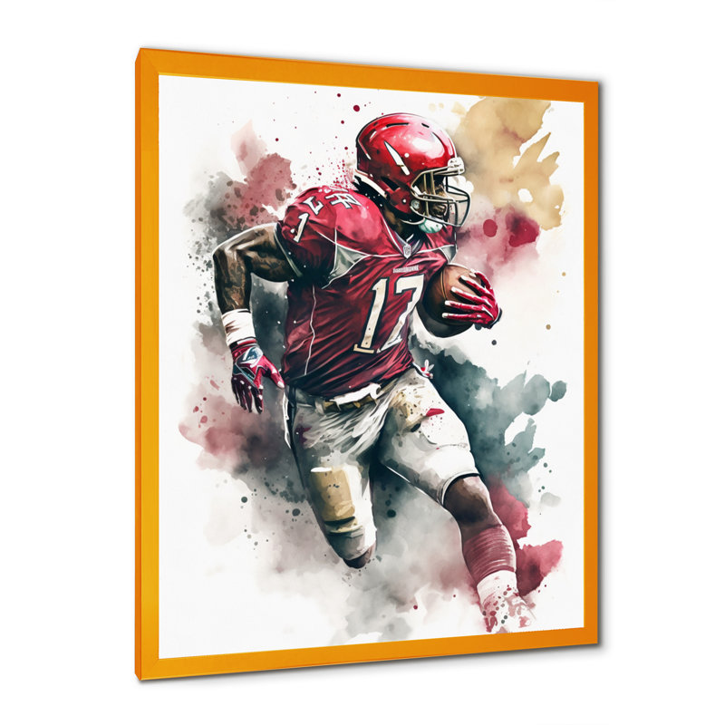 «Football Player on Field II», reproduction rectangulaire sur toile, L 30 po x H 40 po x P 1,5 po, Cadre photo doré