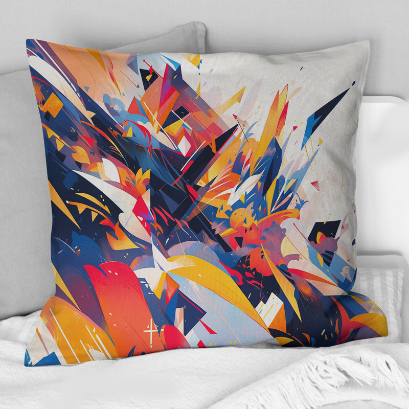Vibrant Collage - Cubism Printed Throw Pillow