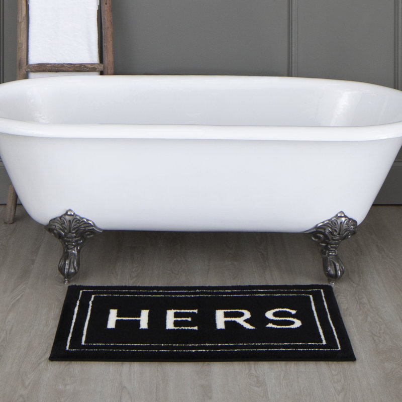 Tapis pour salle de bain en polyester Ghobad Hers, L 24 po x L 40 po, Ébène