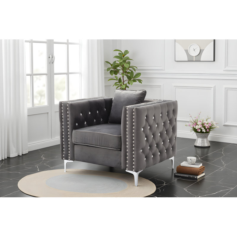 Chaise en velours Lyon, Velours gris