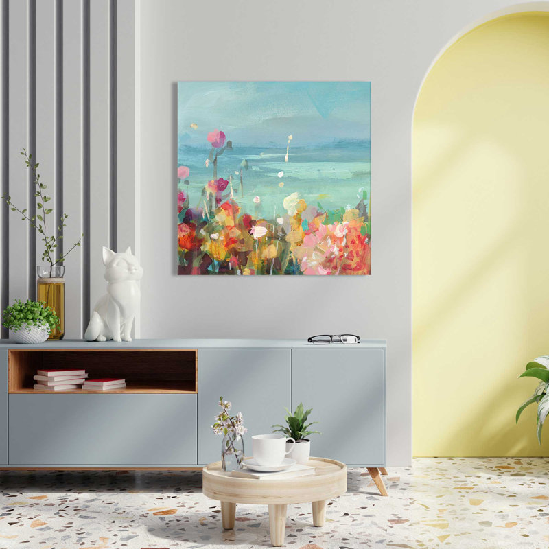 Coastal Dahlias Crop I - Peinture, L 28 po x H 28 po, Toile tendue