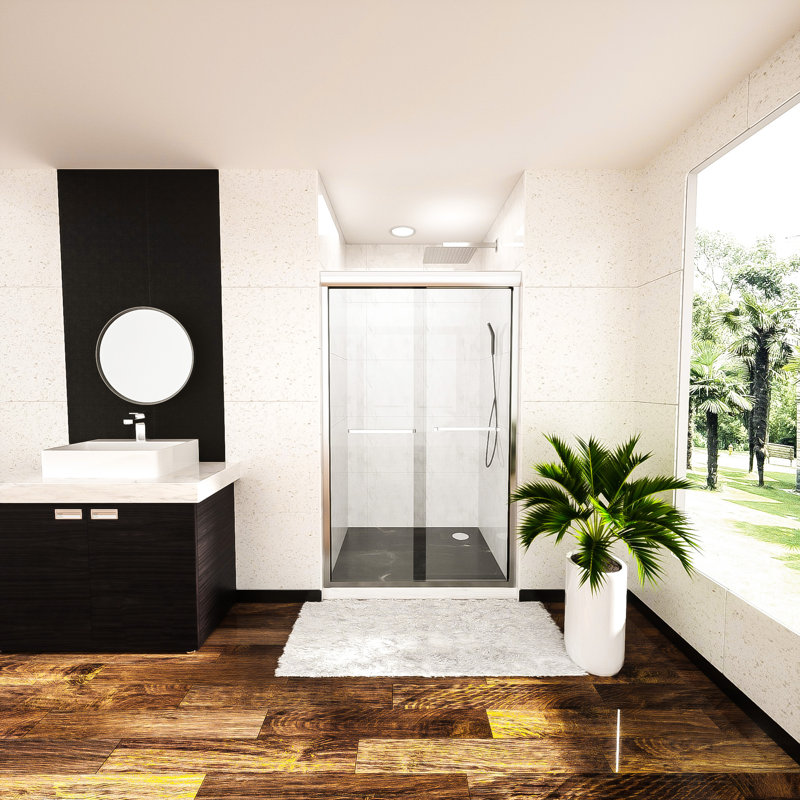 Cabine de douche coulissante demi-cadre l 48 po x H 76 po