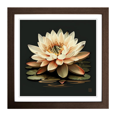 Water Lily Flower Boho No.1 - Single Picture Frame Print on Wood