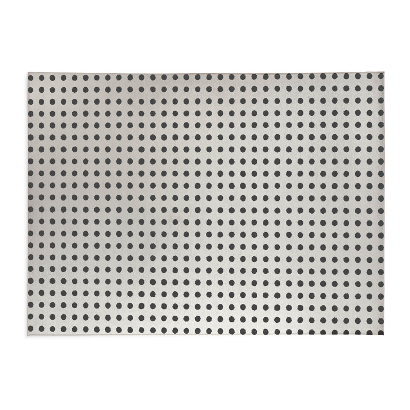 Tapis de bureau léger à pois, L 3 pi x L 2 pi, Ivoire, gris anthracite