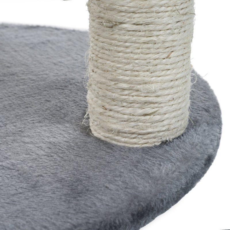 Gray Sisal Rope Cat Condo with Overhead Balcony