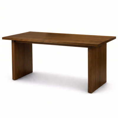 79-Inch Rectangular Wood Dining Table, Dark Walnut Brown Finish