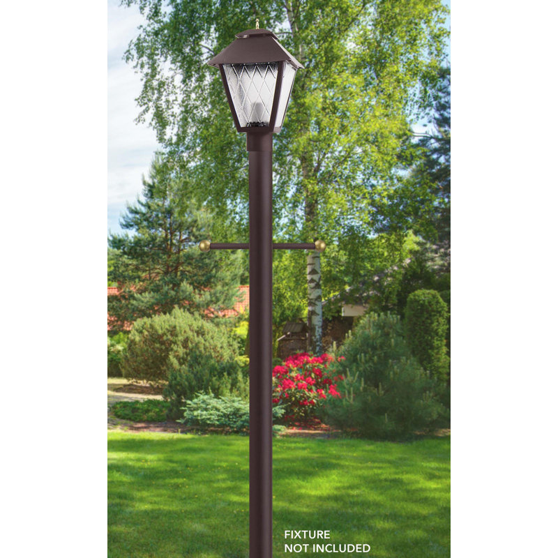 Solus 7, 8, or 10 ft. Direct Burial Hardwired Lamp Post with Decorative Cross Arm, 120" H x 3" W x 3" D, Bronze