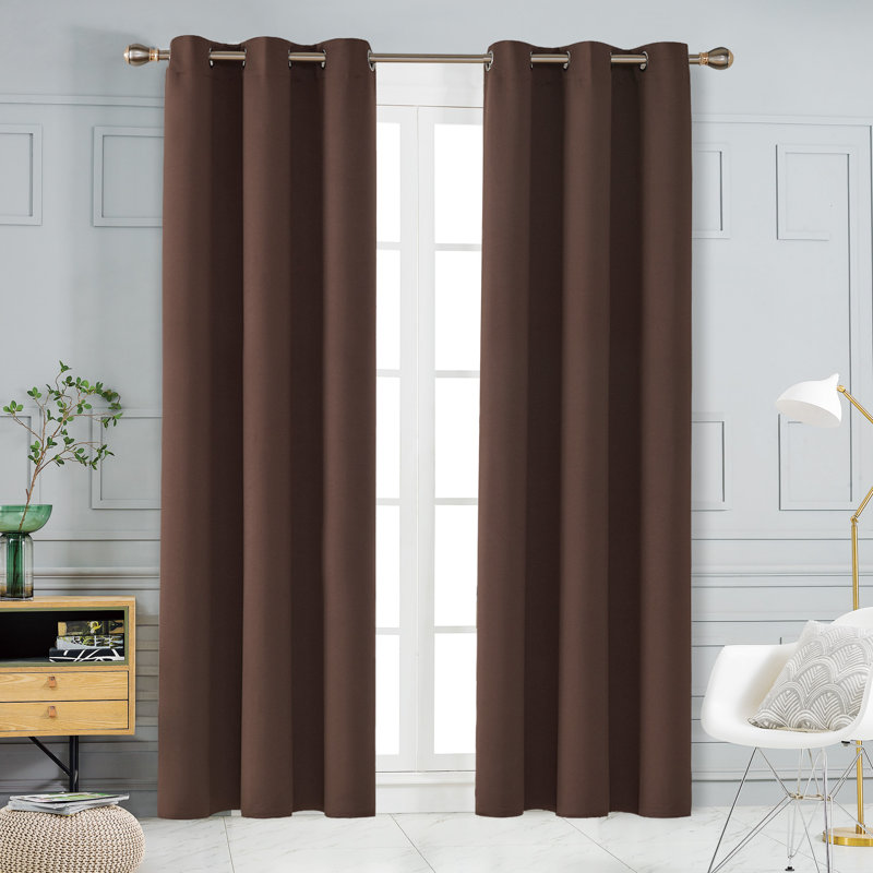 Lompoc Room Darkening Grommet Curtain Panels, Chocolate, 42" W x 90" L