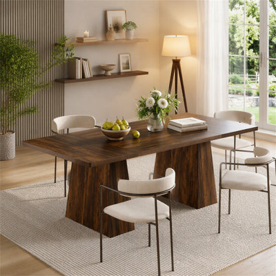63" Dining Table, Farmhouse Wood Kitchen Table for 6 People