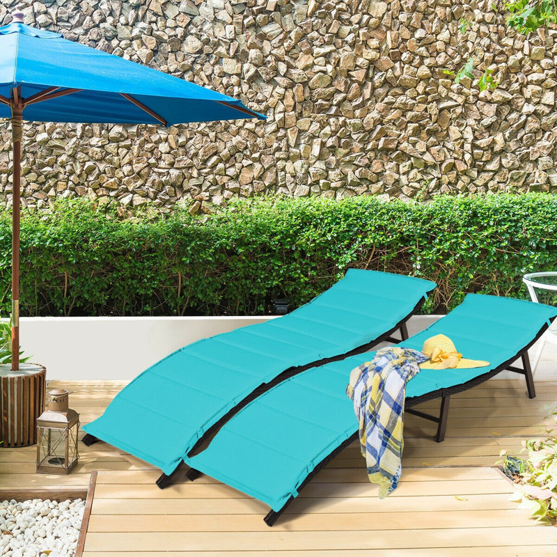 2 pièces chaise de patio pliante turquoise