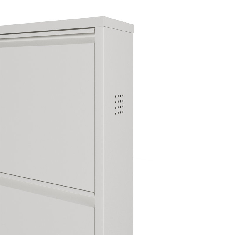 Antibacterial Metal Shoe Cabinet Side Holes, White, 53.5" H x 19.6" W X 5.9" D