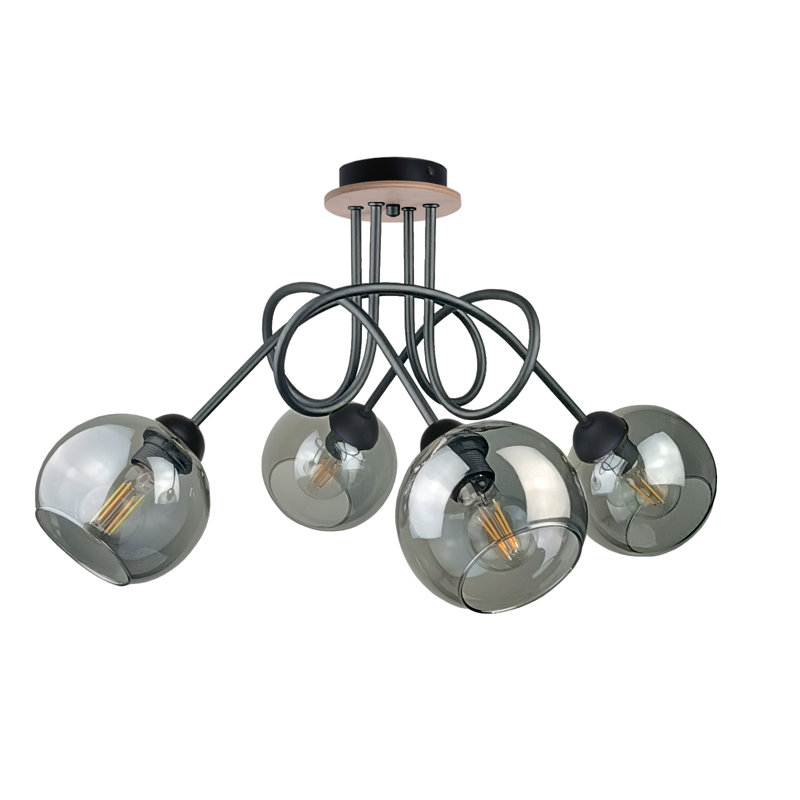 Bernadett Glass Semi Flush Mount, Black