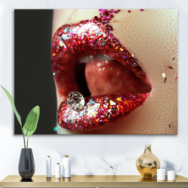 Artistic Woman Lips Make-up - Photographie sur toile, H 16 po x l 32 po x p 1 po, Toile tendue