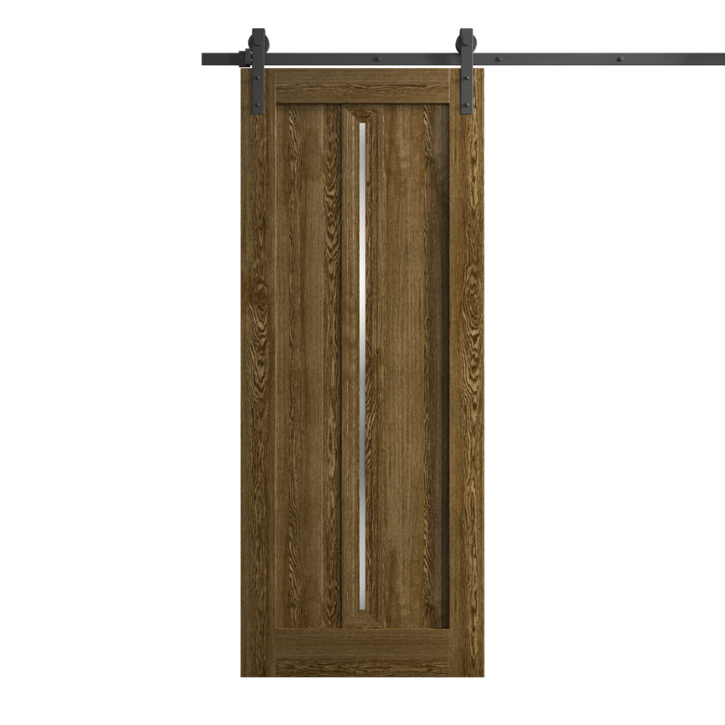 Porte de grange moderne 32 x 80 pouces Ego 5014 Chêne marbré Rail de 6,6 pi Ensemble de quincaillerie robuste Portes intérieures à panneaux pleins