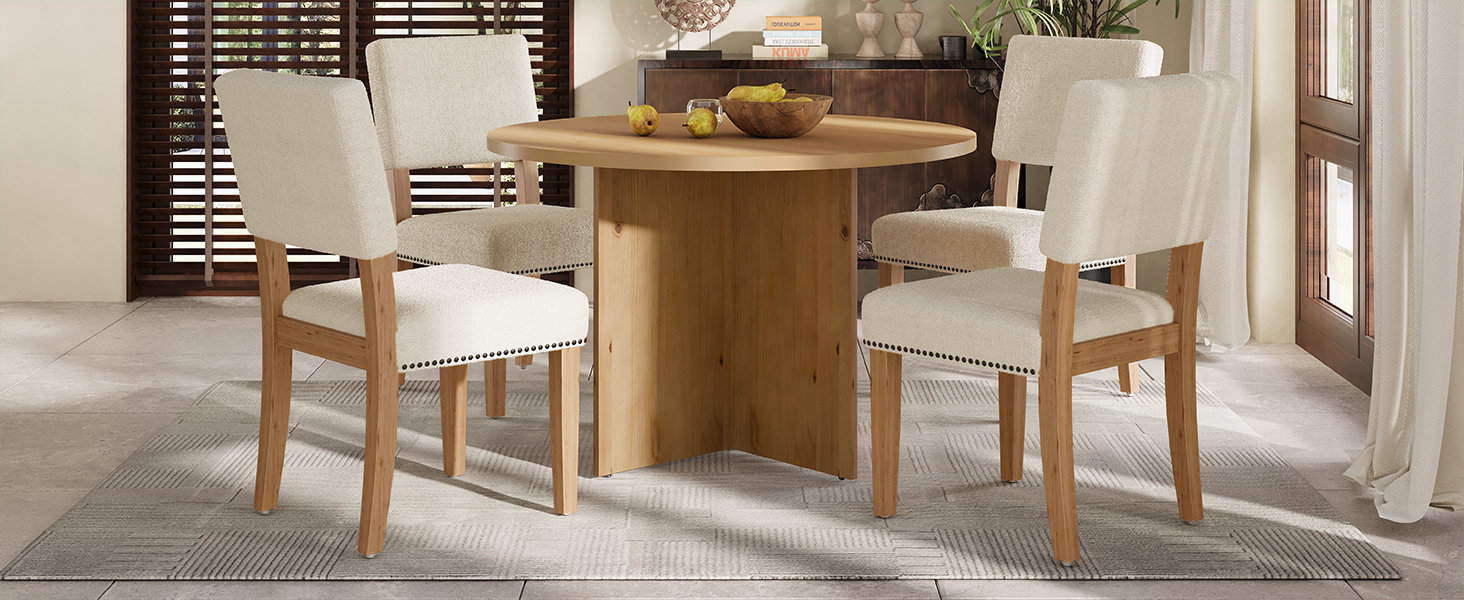 Lark Manor™ TOPMAX Modern 5-Piece Round Dining Table Set Pedestal ...