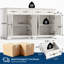 Buffet de style campagnard moderne – 4 portes et 4 tiroirs – Grand espace de rangement pour la salle à manger – Poignées dorées – Idéal pour la cuisine, le salon ou l'entrée-447721957