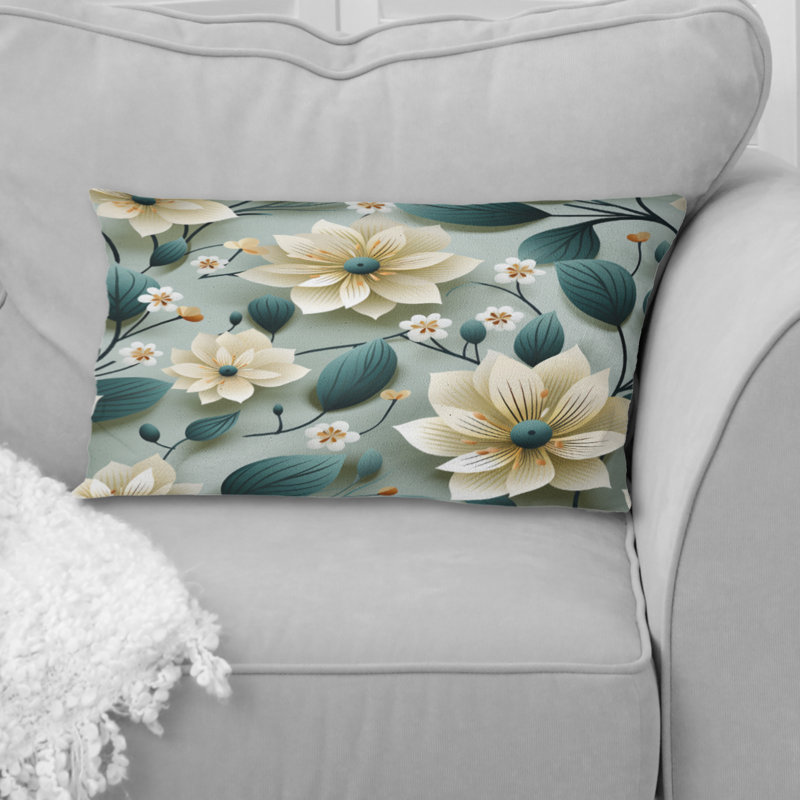 Motif floral bleu sarcelle et ivoire - motif floral imprimé