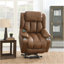 Fauteuil inclinable électrique en cuir Pacay Brown Aire Power avec fonction de levage, de chauffage et de massage