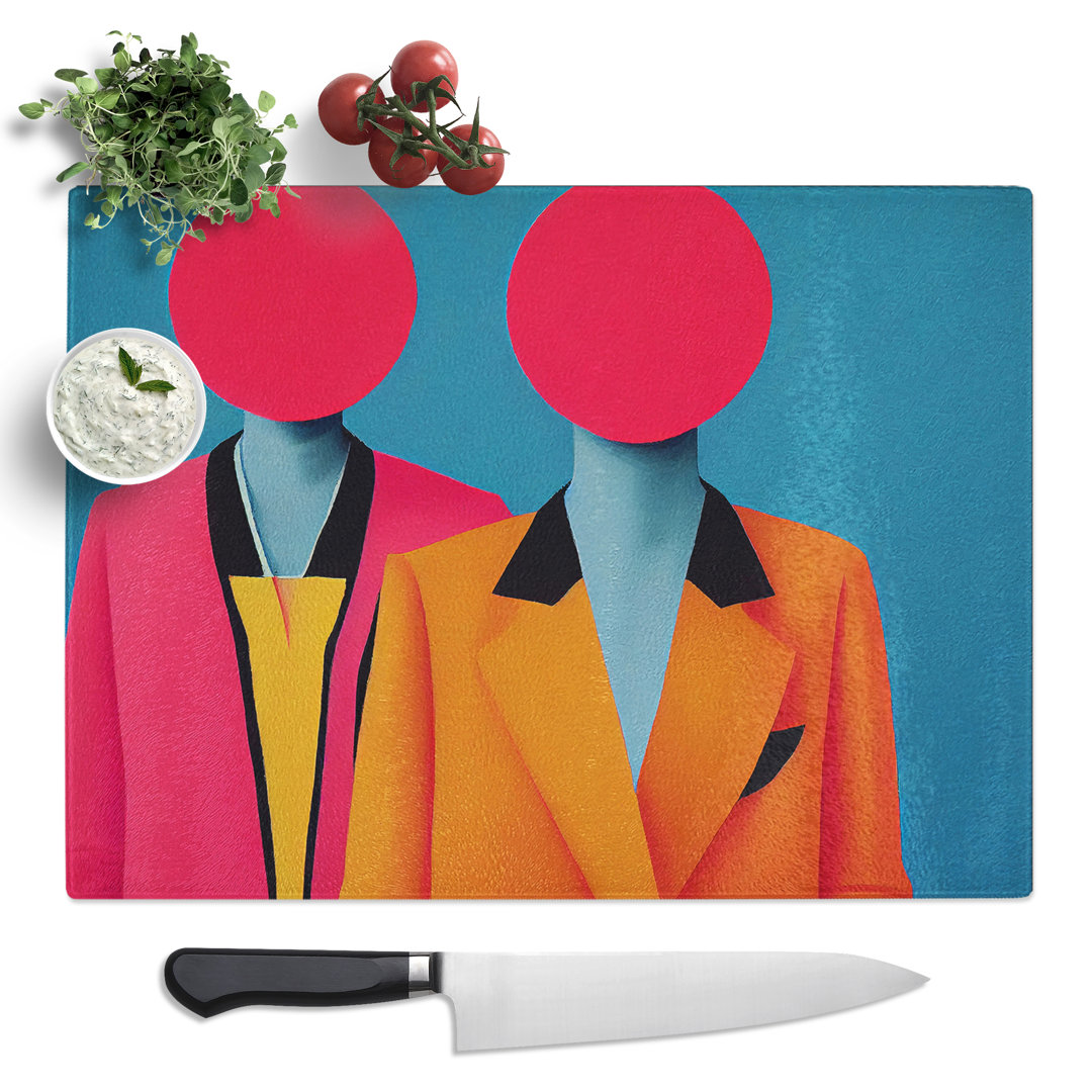 Two Women Abstract Vol.2  Glass Chopping Board