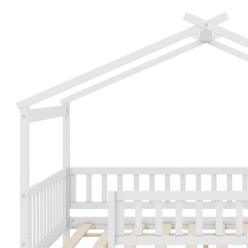 Lit en bois avec deux tiroirs, Blanc