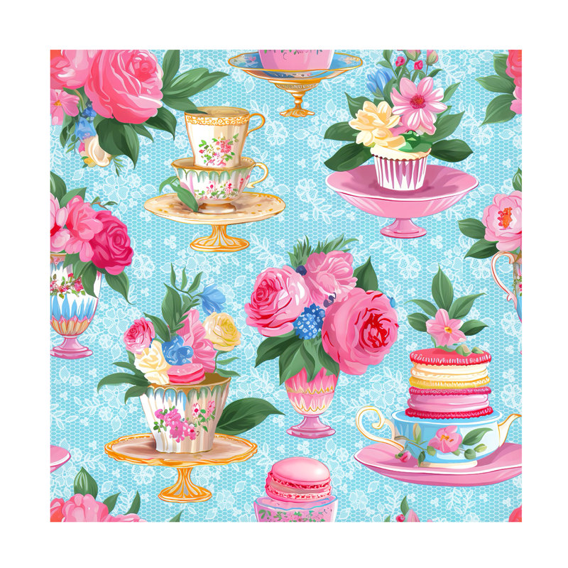 Art sur toile Jess Stempel Tea Party, H 14 po x l 14 po