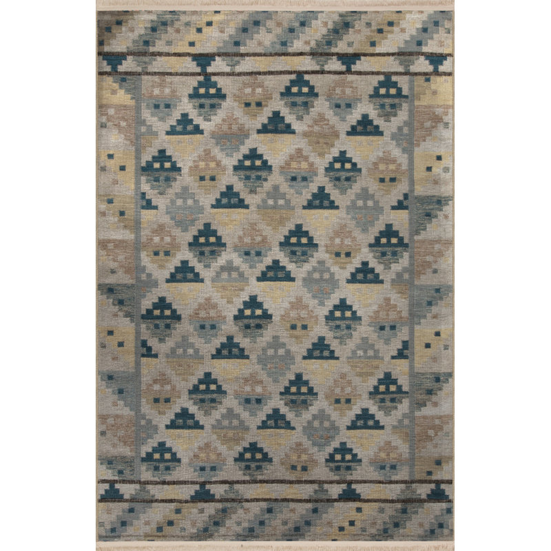 Tapis décoratif beige à motif géométrique scandinave, Rectangle 5 pi 2 po x 8 pi 7 po
