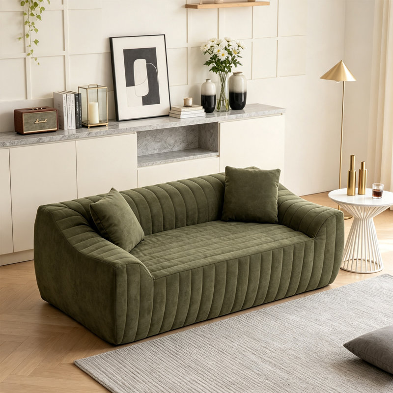 Canapé moderne, siège confortable rembourré, canapé 2 places avec 2 coussins, causeuse surdimensionnée pour le salon, aucun assemblage requis