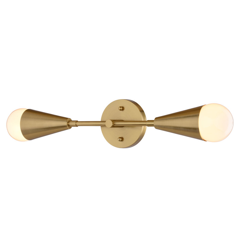 Luminaire à 2 lumières 18 po Zurich Large applique murale moderne et contemporaine avec abat-jour conique en métal, à intensité variable, compatible avec un luminaire de meuble-lavabo, barre de bain à fixation verticale ou horizontale