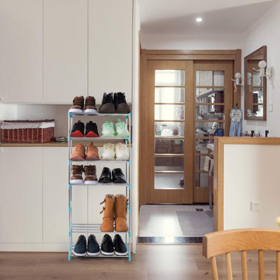 4-Tier Stackable Small Shoe Rack, Lightweight Shoe Shelf Storage Organizer For Entryway, Hallway And Closet