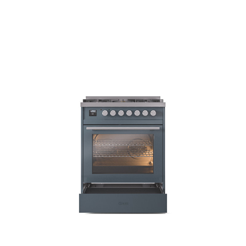 ILVE Professional Plus II 30 in Dual Fuel Range, Blue Gray/Stainless Steel, Natural Gas