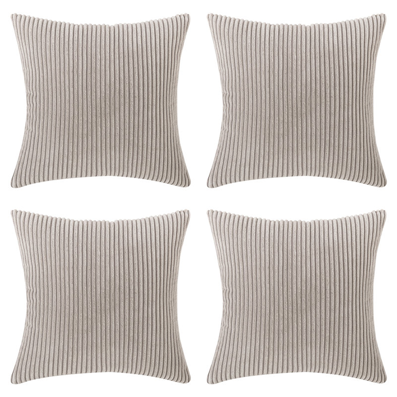 Housse de coussin à rayures, 18 po x 18 po, Gris clair