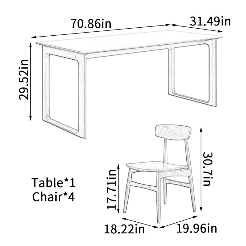 Table de salle à manger Simple, White, 29.52"H x 70.86"L x 31.49"W